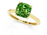 Yellow gold Cushion Cut Peridot Solitaire Engagement Ring with Classic Band and Four-Prong Setting_25