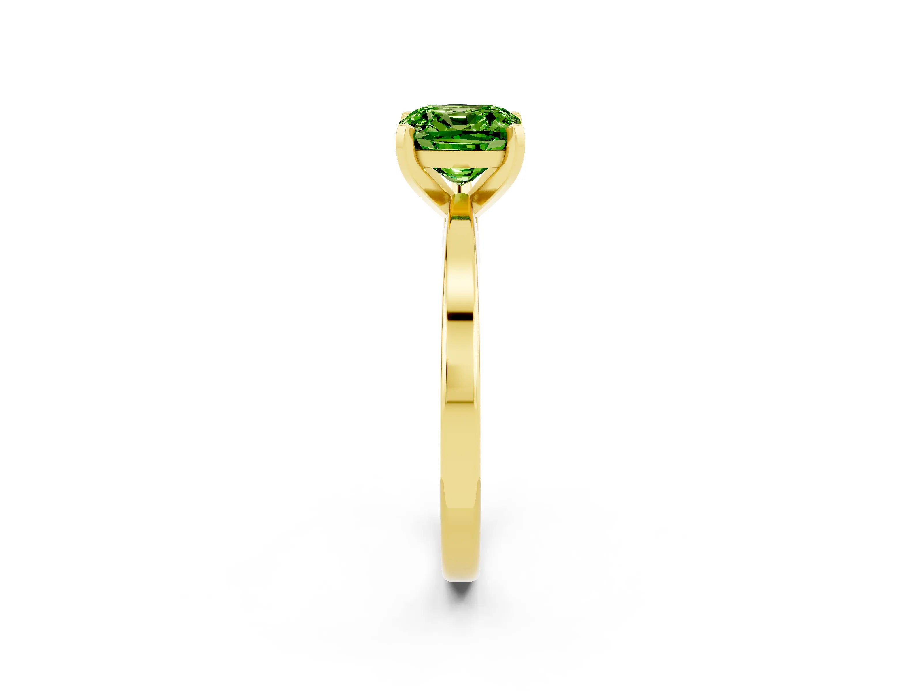 Yellow gold Cushion Cut Peridot Solitaire Engagement Ring with Classic Band and Four-Prong Setting_26
