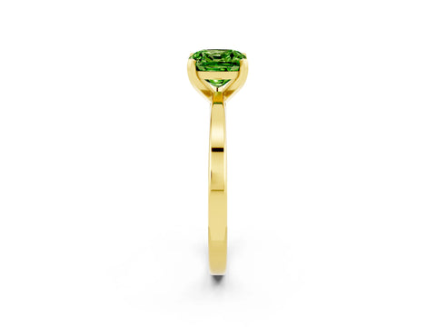 Yellow gold Cushion Cut Peridot Solitaire Engagement Ring with Classic Band and Four-Prong Setting_26
