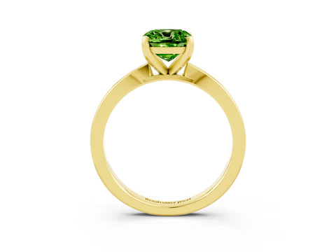 Yellow gold Cushion Cut Peridot Solitaire Engagement Ring with Classic Band and Four-Prong Setting_27