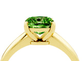 Yellow gold Cushion Cut Peridot Solitaire Engagement Ring with Classic Band and Four-Prong Setting_28