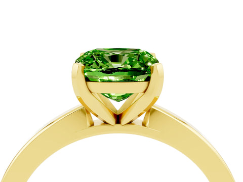 Yellow gold Cushion Cut Peridot Solitaire Engagement Ring with Classic Band and Four-Prong Setting_28