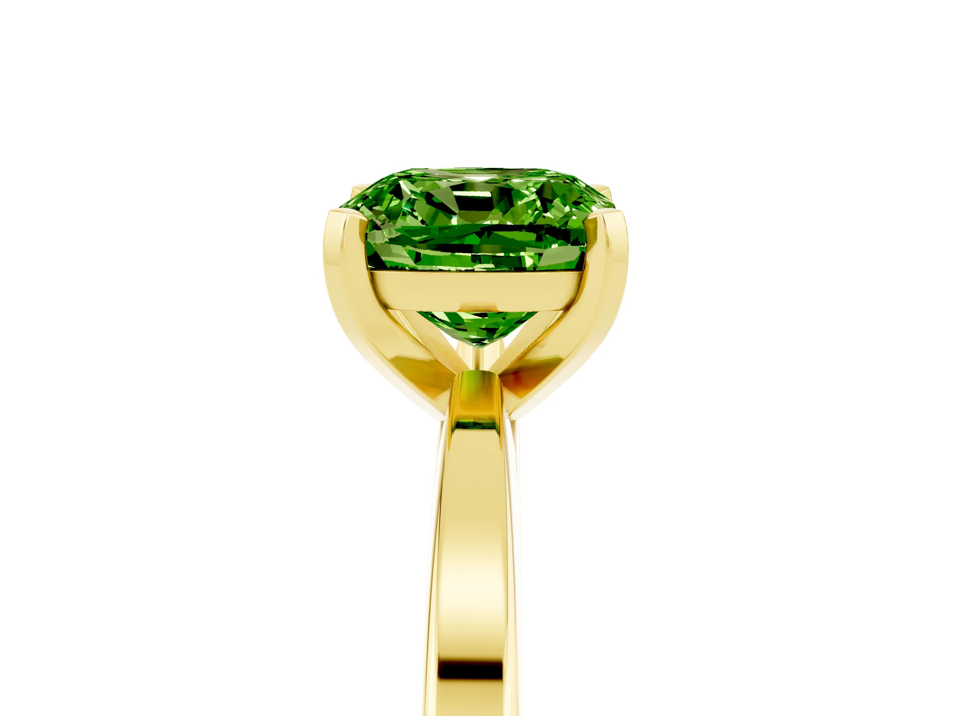 Yellow gold Cushion Cut Peridot Solitaire Engagement Ring with Classic Band and Four-Prong Setting_29