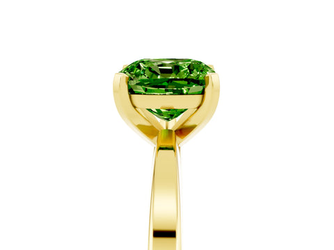Yellow gold Cushion Cut Peridot Solitaire Engagement Ring with Classic Band and Four-Prong Setting_29