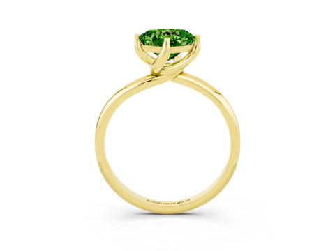 Yellow gold Cushion Cut Peridot Solitaire Engagement Ring with Four-Prong Setting and Classic Band_15