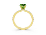 Yellow gold Cushion Cut Peridot Solitaire Engagement Ring with Pavé Band and Four-Prong Setting_3