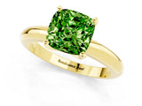 Yellow gold Cushion Cut Peridot Solitaire Engagement Ring with Round Band and Four-Prong Setting_1