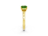 Yellow gold Cushion Cut Peridot Solitaire Engagement Ring with Round Band and Four-Prong Setting_2