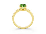 Yellow gold Cushion Cut Peridot Solitaire Engagement Ring with Round Band and Four-Prong Setting_3