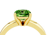Yellow gold Cushion Cut Peridot Solitaire Engagement Ring with Round Band and Four-Prong Setting_4