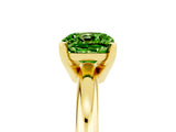 Yellow gold Cushion Cut Peridot Solitaire Engagement Ring with Round Band and Four-Prong Setting_5