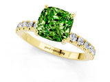 Yellow gold Cushion Cut Peridot Solitaire Pavé Band with Four-Prong Setting_1