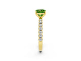 Yellow gold Cushion Cut Peridot Solitaire Pavé Band with Four-Prong Setting_2