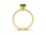 Yellow gold Cushion Cut Peridot Solitaire Pavé Engagement Ring with Round Band and Prong Setting_15