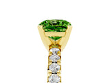 Yellow gold Cushion Cut Peridot Solitaire Pavé Engagement Ring with Round Band and Prong Setting_17