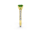 Yellow gold Cushion Cut Peridot Solitaire Pavé Engagement Ring with Round Band and Prong Setting_80