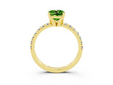 Yellow gold Cushion Cut Peridot Solitaire Pavé Engagement Ring with Round Band and Prong Setting_81