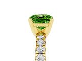 Yellow gold Cushion Cut Peridot Solitaire Pavé Engagement Ring with Round Band and Prong Setting_83