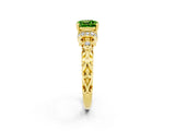 Yellow gold Cushion Cut Peridot Solitaire Ring with Filigree Band and Four-Prong Setting_26