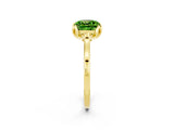 Yellow gold Cushion Cut Peridot Solitaire Ring with Flower Prong Setting and Classic Band_14