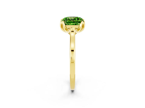 Yellow gold Cushion Cut Peridot Solitaire Ring with Flower Prong Setting and Classic Band_14