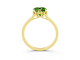 Yellow gold Cushion Cut Peridot Solitaire Ring with Flower Prong Setting and Classic Band_15