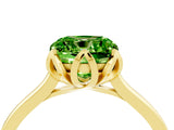 Yellow gold Cushion Cut Peridot Solitaire Ring with Flower Prong Setting and Classic Band_16