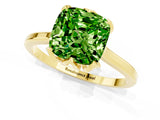 Yellow gold Cushion Cut Peridot Solitaire Ring with Flower Prong Setting and Classic Band_37
