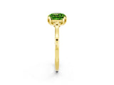 Yellow gold Cushion Cut Peridot Solitaire Ring with Flower Prong Setting and Classic Band_38