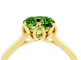 Yellow gold Cushion Cut Peridot Solitaire Ring with Flower Prong Setting and Classic Band_40