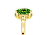 Yellow gold Cushion Cut Peridot Solitaire Ring with Flower Prong Setting and Classic Band_41