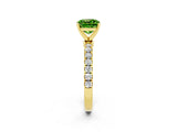 Yellow gold Cushion Cut Peridot Solitaire Ring with Pavé Accents and Four-Prong Setting_2