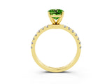 Yellow gold Cushion Cut Peridot Solitaire Ring with Pavé Accents and Four-Prong Setting_3