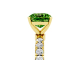 Yellow gold Cushion Cut Peridot Solitaire Ring with Pavé Accents and Four-Prong Setting_5