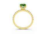 Yellow gold Cushion Cut Peridot Solitaire Ring with Pavé Band and Four-Prong Setting_27