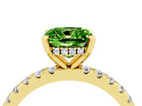 Yellow gold Cushion Cut Peridot Solitaire Ring with Pavé Band and Four-Prong Setting_28
