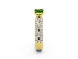 Yellow gold Cushion Cut Peridot Solitaire Ring with Pavé and Channel Set Band_2