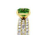 Yellow gold Cushion Cut Peridot Solitaire Ring with Pavé and Channel Set Band_5
