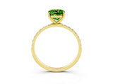 Yellow gold Cushion Cut Peridot Solitaire Ring with Pave Band and Four Prong Setting_27