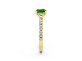 Yellow gold Cushion Cut Peridot Solitaire Ring with Round  Pavé Band and Four-Prong Setting_38