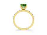 Yellow gold Cushion Cut Peridot Solitaire Ring with Round  Pavé Band and Four-Prong Setting_39