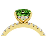 Yellow gold Cushion Cut Peridot Solitaire Ring with Round  Pavé Band and Four-Prong Setting_40