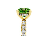 Yellow gold Cushion Cut Peridot Solitaire Ring with Round  Pavé Band and Four-Prong Setting_41