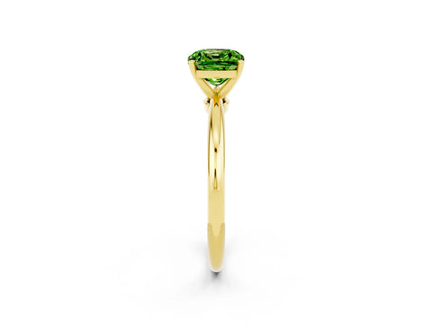 Yellow gold Cushion Cut Peridot Solitaire Ring with Six-Prong Setting and Classic Band_2