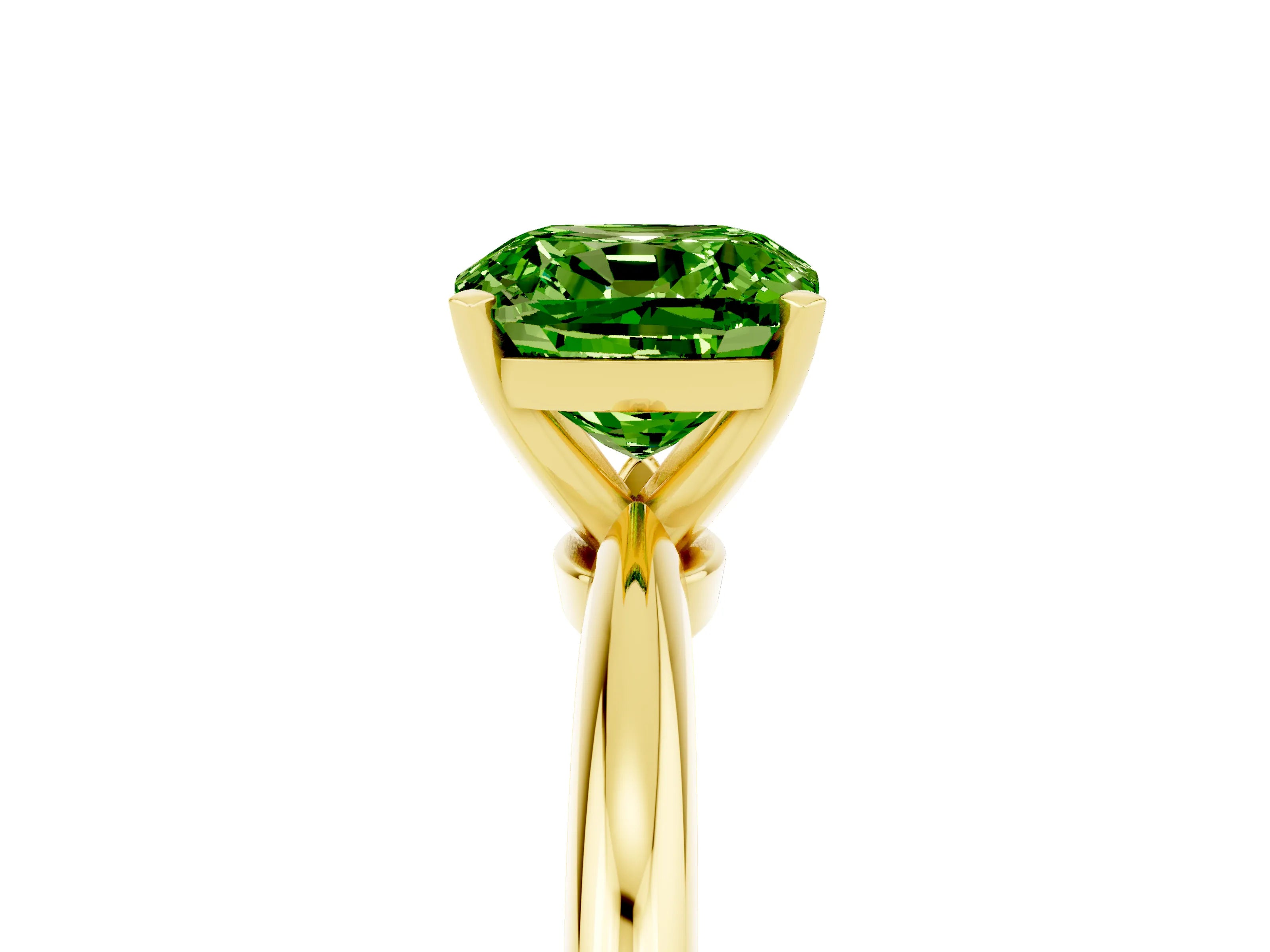 Yellow gold Cushion Cut Peridot Solitaire Ring with Six-Prong Setting and Classic Band_5