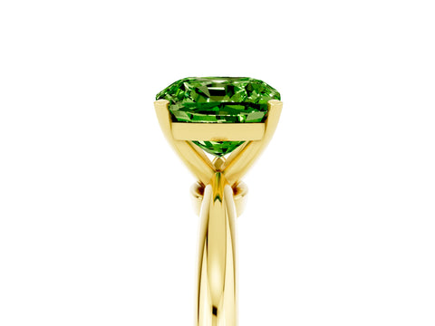 Yellow gold Cushion Cut Peridot Solitaire Ring with Six-Prong Setting and Classic Band_5