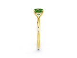 Yellow gold Cushion Cut Peridot Solitaire Ring with Thin Band and Four-Prong Setting_2
