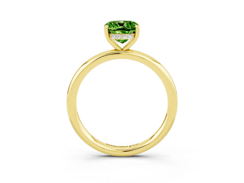 Yellow gold Cushion Cut Peridot Solitaire Ring with Thin Band and Four-Prong Setting_3
