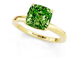 Yellow gold Cushion Cut Peridot Solitaire Ring with Thin Band and Prong Setting_13