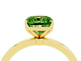 Yellow gold Cushion Cut Peridot Solitaire Ring with Thin Band and Prong Setting_16